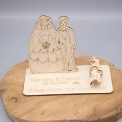 Geldgeschenk Brautpaar - aus Holz personalisiert