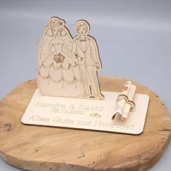 Geldgeschenk Brautpaar - aus Holz personalisiert
