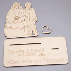 Geldgeschenk Brautpaar - aus Holz personalisiert
