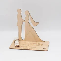 Geldgeschenk Brautpaar mit Spruch - aus Holz personalisiert
