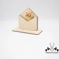 Geldgeschenk Briefumschlag - aus Holz personalisiert