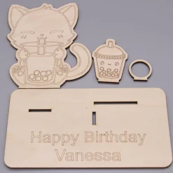 Geldgeschenk Bubble Tea - aus Holz personalisiert