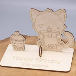 Geldgeschenk Bubble Tea - aus Holz personalisiert