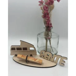Geldgeschenk Camper, aus Holz / Geschenkidee Camping, Rentner / Geburtstag / Urlaub / Wohnmobil / Bulli
