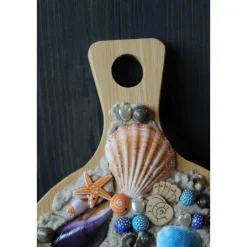 Geldgeschenk Collage PLATZ AM MEER auf einem Bambus-Brett Wanddeko maritimer Geschenkgutschein