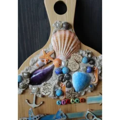 Geldgeschenk Collage PLATZ AM MEER auf einem Bambus-Brett Wanddeko maritimer Geschenkgutschein