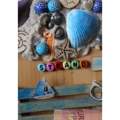 Geldgeschenk Collage PLATZ AM MEER auf einem Bambus-Brett Wanddeko maritimer Geschenkgutschein
