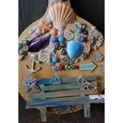 Geldgeschenk Collage PLATZ AM MEER auf einem Bambus-Brett Wanddeko maritimer Geschenkgutschein