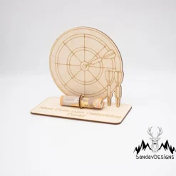 Geldgeschenk Dart - aus Holz personalisiert
