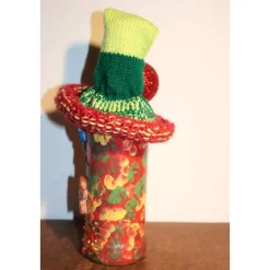 Geldgeschenk Dekofigur LEBKUCHENWICHTEL Weihnachtswichtel witzige Upcyclingfigur aus Weinflasche, gestrickte Accessoires