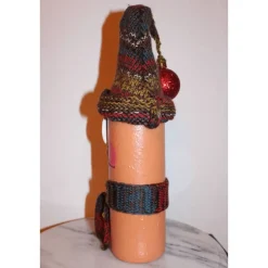 Geldgeschenk Dekofigur MAXI Weihnachtswichtel witzige Upcyclingfigur aus einer Glasflasche, handgestrickte Accessoires