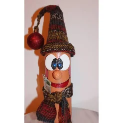 Geldgeschenk Dekofigur MAXI Weihnachtswichtel witzige Upcyclingfigur aus einer Glasflasche, handgestrickte Accessoires