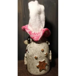 Geldgeschenk Dekofigur STERNENFEE Weihnachtswichtel witzige Upcyclingfigur aus Sektflasche, handgestrickte Accesoires