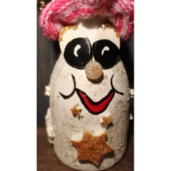 Geldgeschenk Dekofigur STERNENFEE Weihnachtswichtel witzige Upcyclingfigur aus Sektflasche, handgestrickte Accesoires