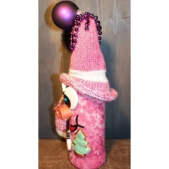 Geldgeschenk Dekofigur TASCHENWICHTEL Weihnachtswichtel witzige Upcyclingfigur aus Weinflasche, gestrickte Accessoires