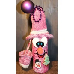 Geldgeschenk Dekofigur TASCHENWICHTEL Weihnachtswichtel witzige Upcyclingfigur aus Weinflasche, gestrickte Accessoires