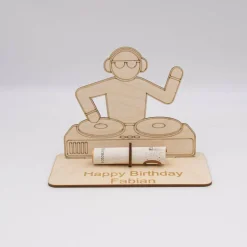 Geldgeschenk DJ - aus Holz personalisiert