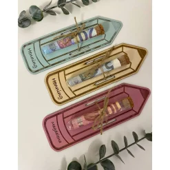 Geldgeschenk, Einschulung, 2024, personalisiert, Holz, Stift, Schulkind, Geschenkkarte, Karte, Schulanfang