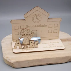 Geldgeschenk Einschulung - Mädchen - aus Holz personalisiert