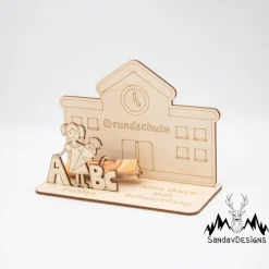 Geldgeschenk Einschulung - Mädchen - aus Holz personalisiert