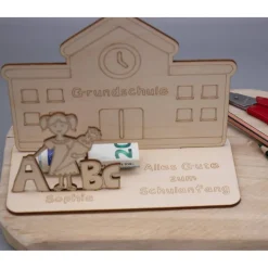 Geldgeschenk Einschulung - Mädchen - aus Holz personalisiert