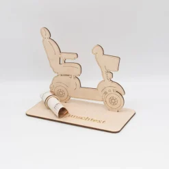 Geldgeschenk fahrender Rollator - aus Holz personalisiert