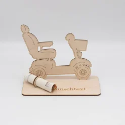 Geldgeschenk fahrender Rollator - aus Holz personalisiert