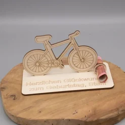 Geldgeschenk Fahrrad - aus Holz personalisiert