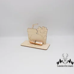 Geldgeschenk Fastfood - aus Holz personalisiert