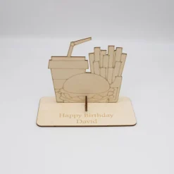 Geldgeschenk Fastfood - aus Holz personalisiert