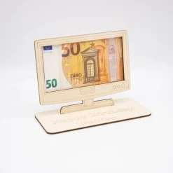 Geldgeschenk Fernseher - aus Holz personalisiert