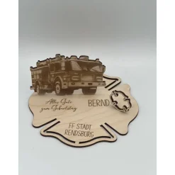 Geldgeschenk Feuerwehr aus Holz – Personalisiertes Geschenk für Feuerwehrleute & Fans