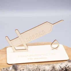 Geldgeschenk Finanzspritze - aus Holz personalisiert