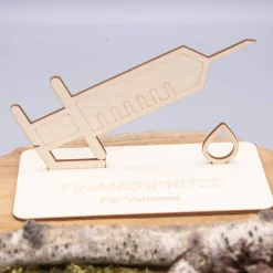Geldgeschenk Finanzspritze - aus Holz personalisiert