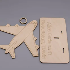 Geldgeschenk Flugzeug - aus Holz personalisiert