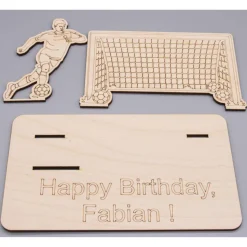 Geldgeschenk für Fussballfan - aus Holz personalisiert