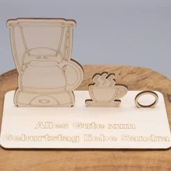 Geldgeschenk für Kaffeeliebhaber - aus Holz personalisiert