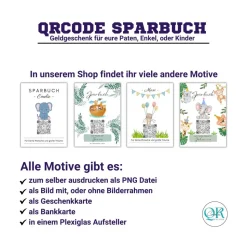 Geldgeschenk für Kinder | Digitales Sparbuch | QrCode Geschenkkarte | Einhorn