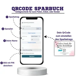Geldgeschenk für Kinder | Digitales Sparbuch | QrCode Geschenkkarte | Elefant