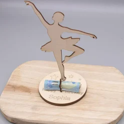 Geldgeschenk für Mädchen - Ballerina - aus Holz personalisiert