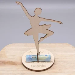Geldgeschenk für Mädchen - Ballerina - aus Holz personalisiert