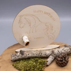 Geldgeschenk für Pferdefan - aus Holz personalisiert