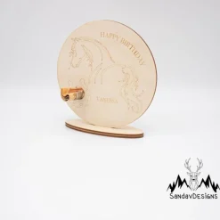 Geldgeschenk für Pferdefan - aus Holz personalisiert