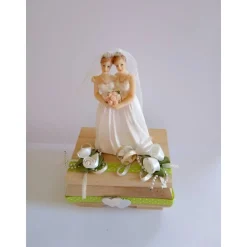 Geldgeschenk Frauenhochzeit – Kreative Geschenkidee für lesbische Hochzeit, liebevoll dekorierte Holzschachtel