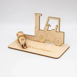 Geldgeschenk Gabelstabler - aus Holz personalisiert