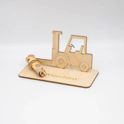 Geldgeschenk Gabelstabler - aus Holz personalisiert