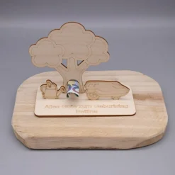 Geldgeschenk Garten mit Mähroboter - aus Holz personalisiert