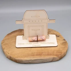 Geldgeschenk Gasgrill - aus Holz personalisiert