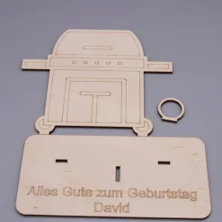 Geldgeschenk Gasgrill - aus Holz personalisiert