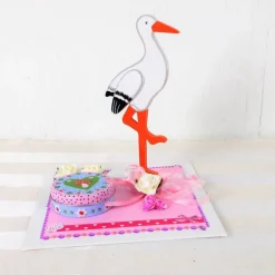 Geldgeschenk Geburt, Storch, Mädchen rosa, Geschenk zur Geburt